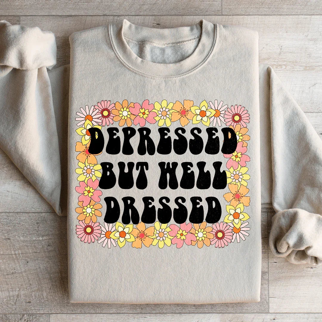 Depressed But Well Dressed Sweatshirt - WonderingCloth
