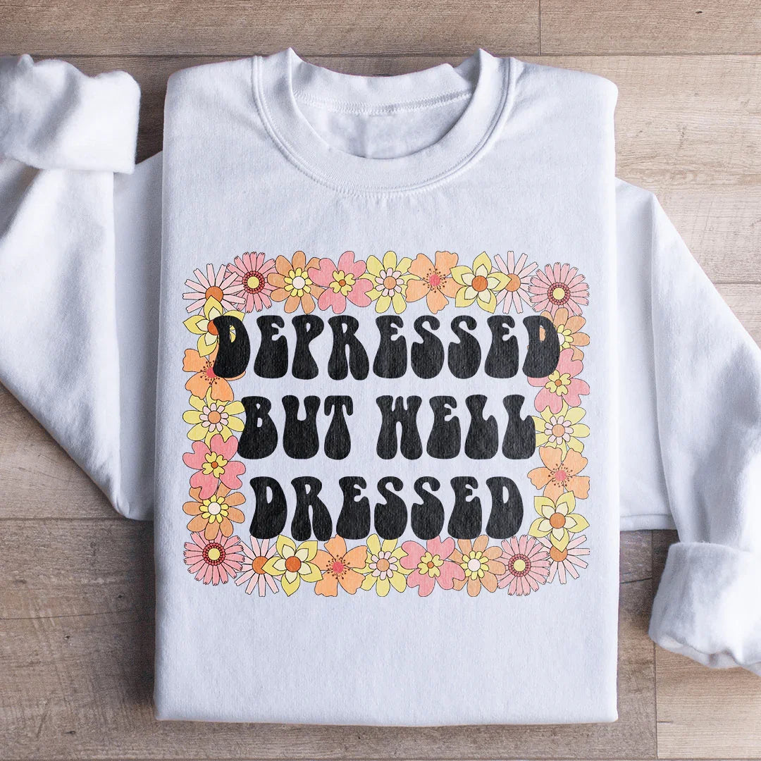 Depressed But Well Dressed Sweatshirt - WonderingCloth