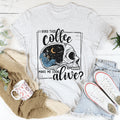 Does This Coffee Makes Me Look Alive Cozy Skull Tee - WonderingCloth