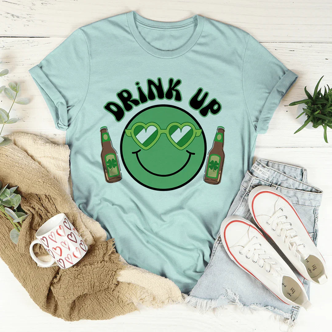 Drink Up Smiley St. Patricks Tee - WonderingCloth