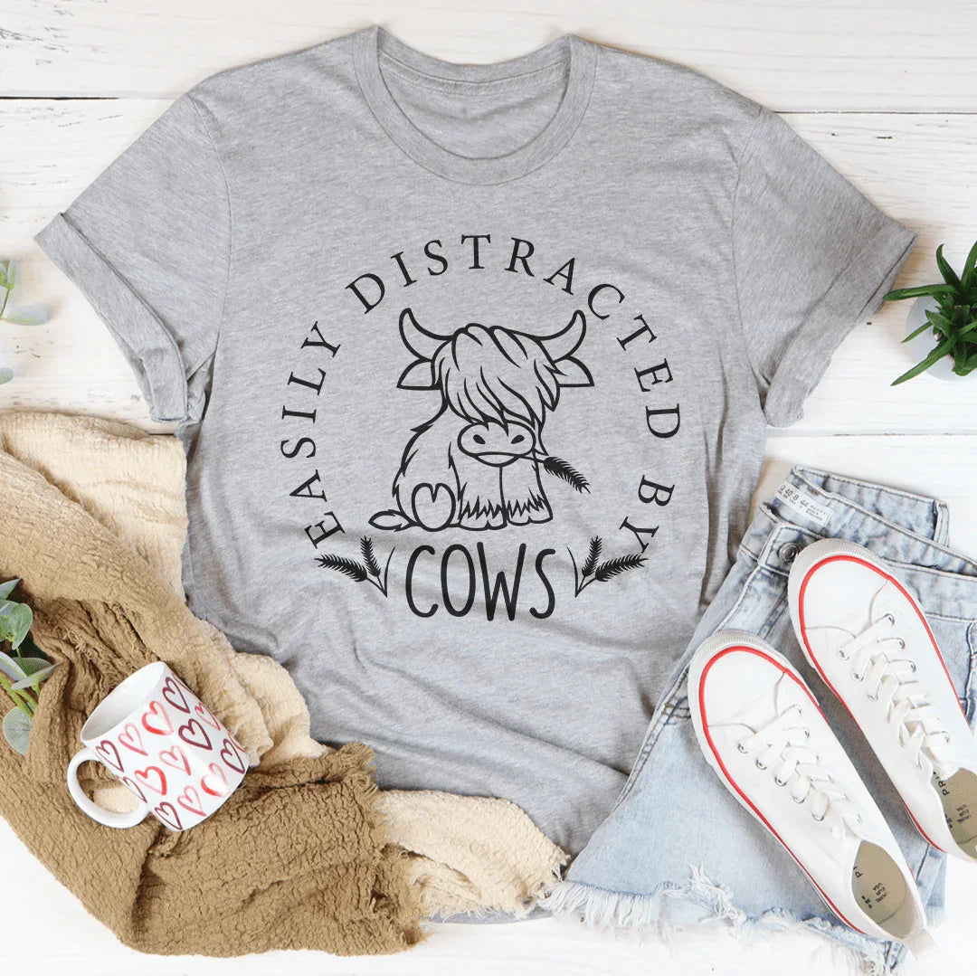 Easily Distracted By Cow Tee - WonderingCloth