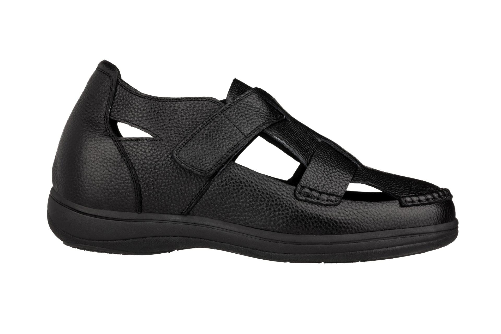 CALTO - K2661 - 3.2 Inches Taller (Black) - Casual Fisherman Sandal - WonderingCloth