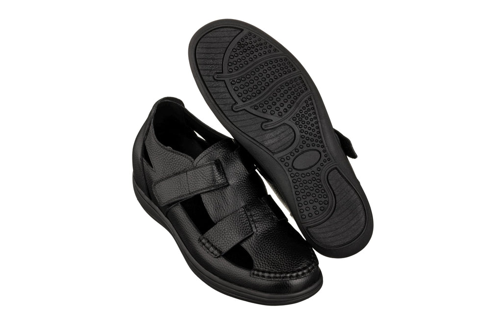 CALTO - K2661 - 3.2 Inches Taller (Black) - Casual Fisherman Sandal - WonderingCloth