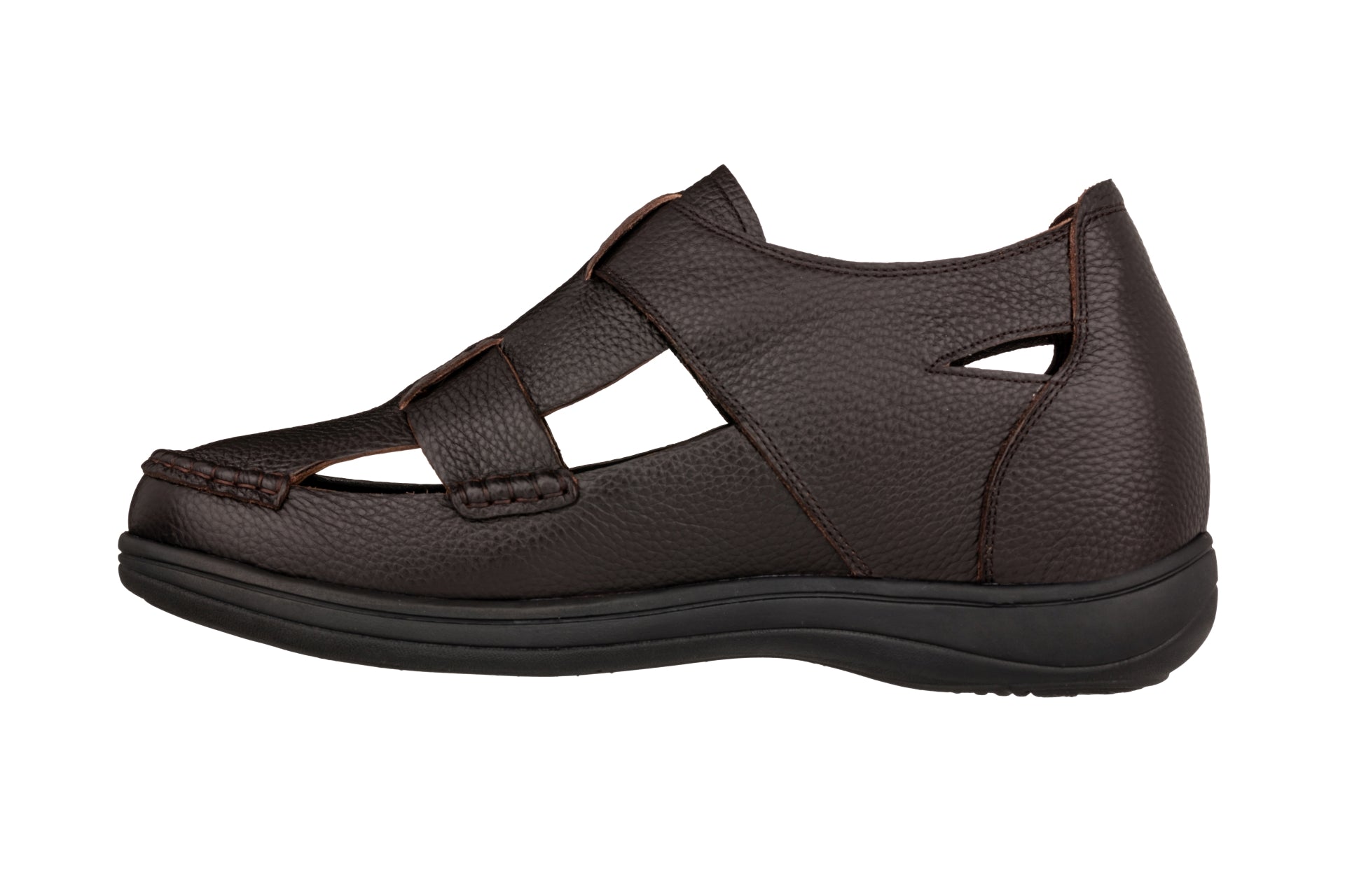 CALTO - K2662 - 3.2 Inches Taller (Dark Brown) - Casual Fisherman Sandal - WonderingCloth