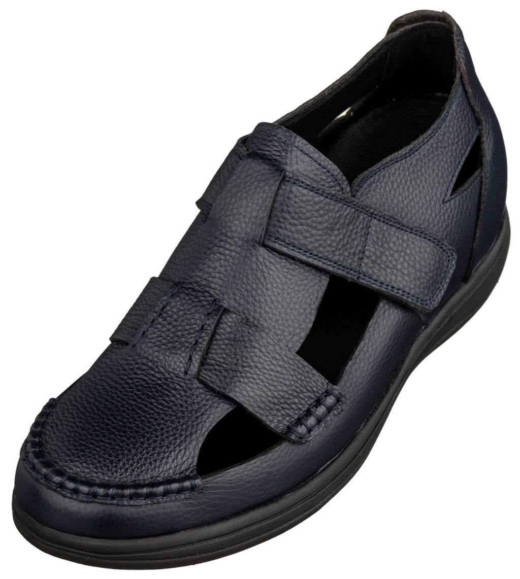 CALTO - K2663 - 3.2 Inches Taller (Navy) - Casual Fisherman Sandal - WonderingCloth