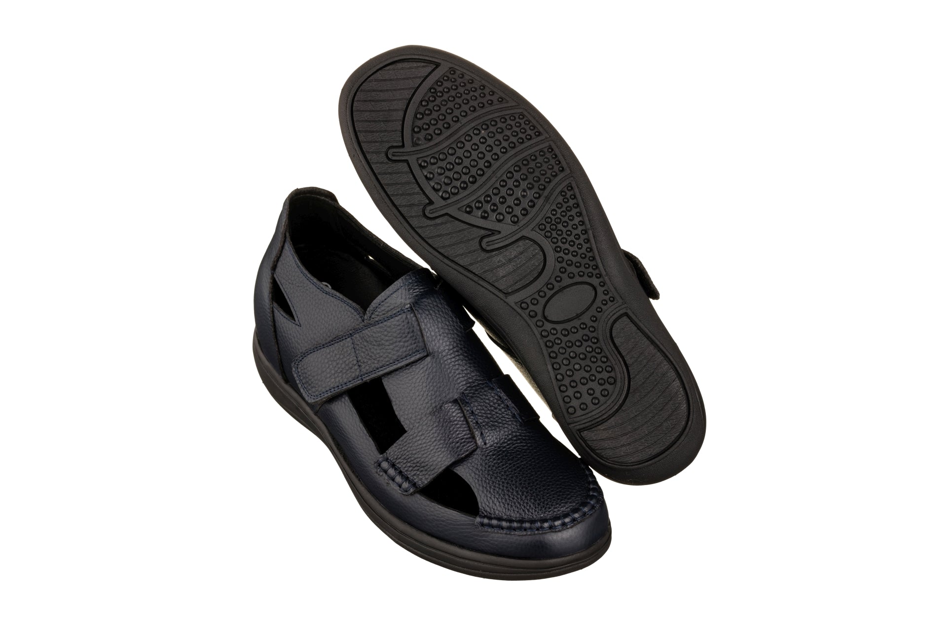 CALTO - K2663 - 3.2 Inches Taller (Navy) - Casual Fisherman Sandal - WonderingCloth