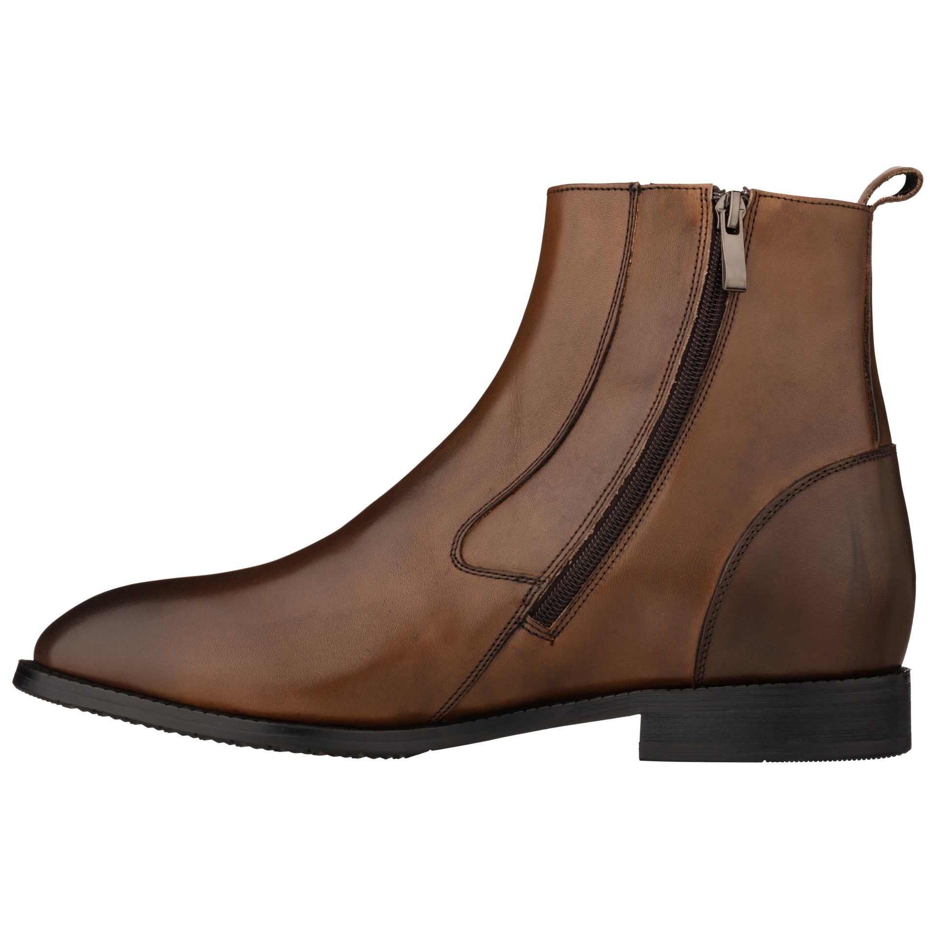 TOTO - K33093 - 2.6 Inches Taller (Coffee Brown) - Zipper Boot - WonderingCloth