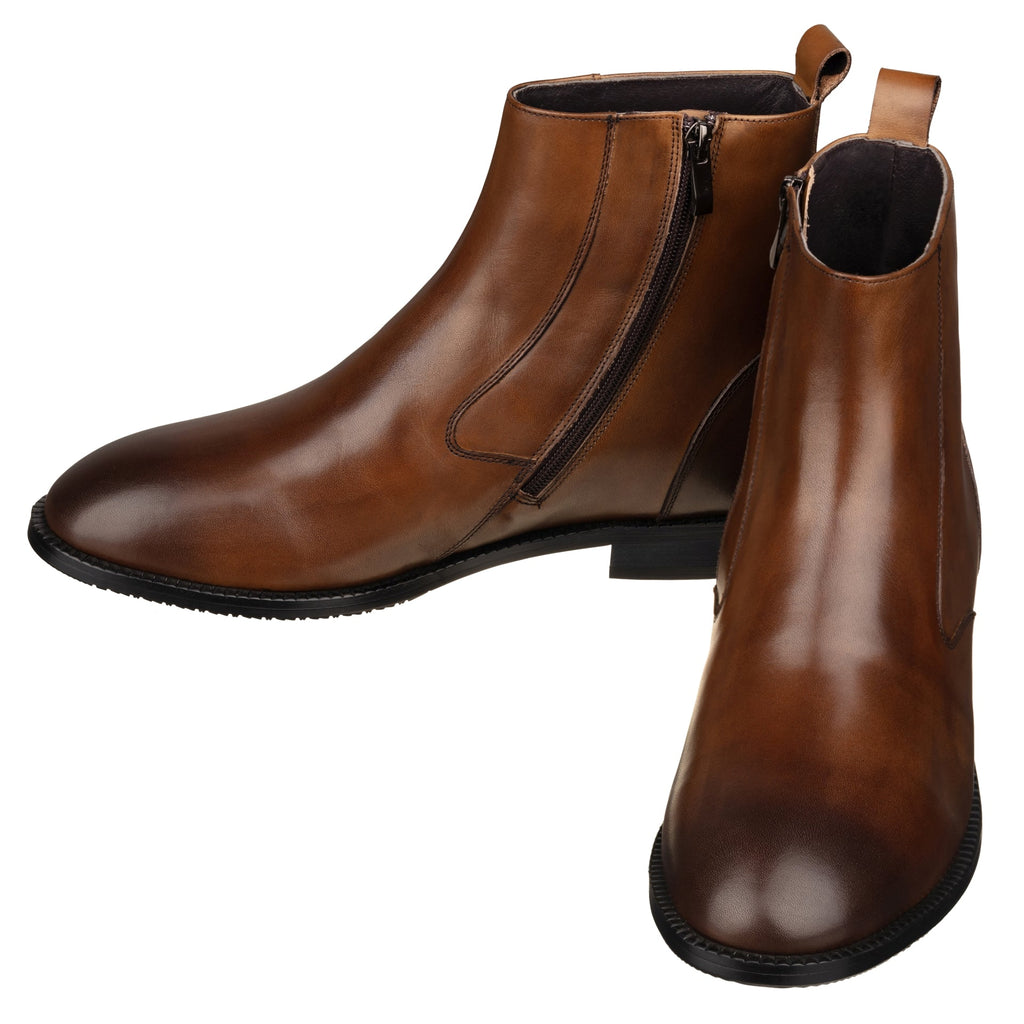 TOTO - K33093 - 2.6 Inches Taller (Coffee Brown) - Zipper Boot - WonderingCloth