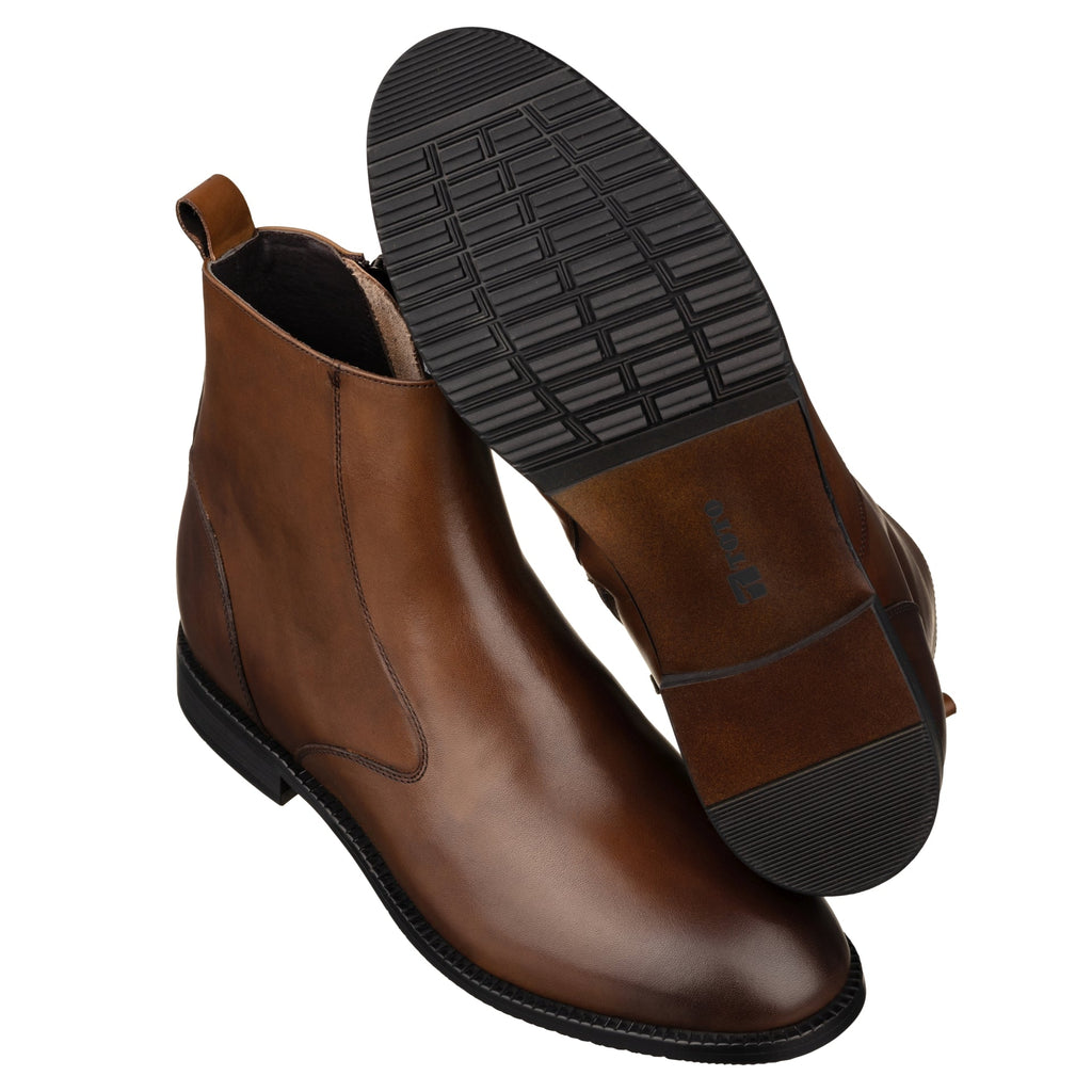 TOTO - K33093 - 2.6 Inches Taller (Coffee Brown) - Zipper Boot - WonderingCloth