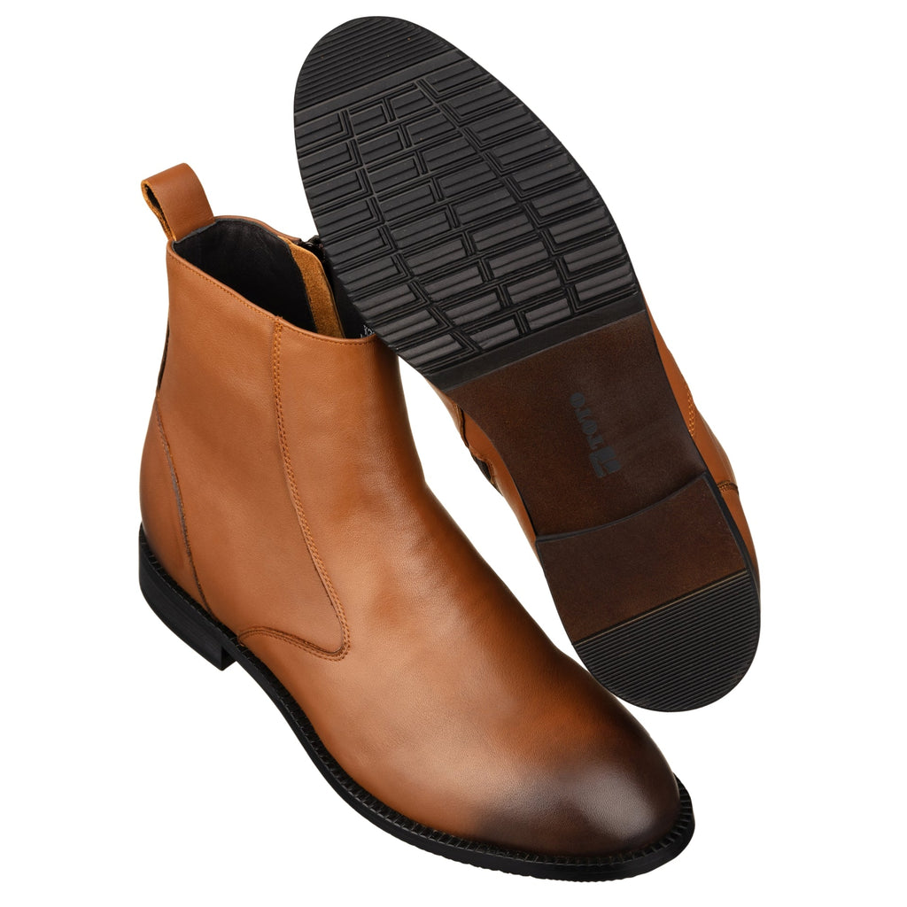 TOTO - K33094 - 2.6 Inches Taller (Light Brown) - Zipper Boot - WonderingCloth