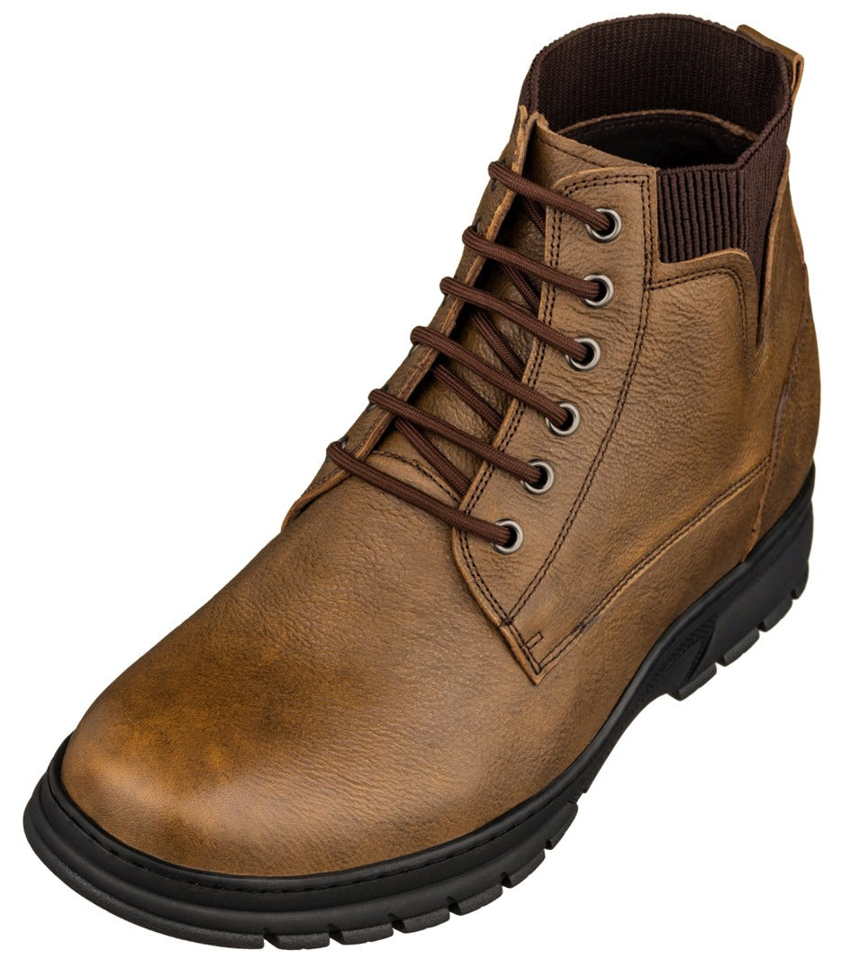 TOTO - K84017 - 2.8 Inches Taller (Khaki) - High Top Work Boots - WonderingCloth