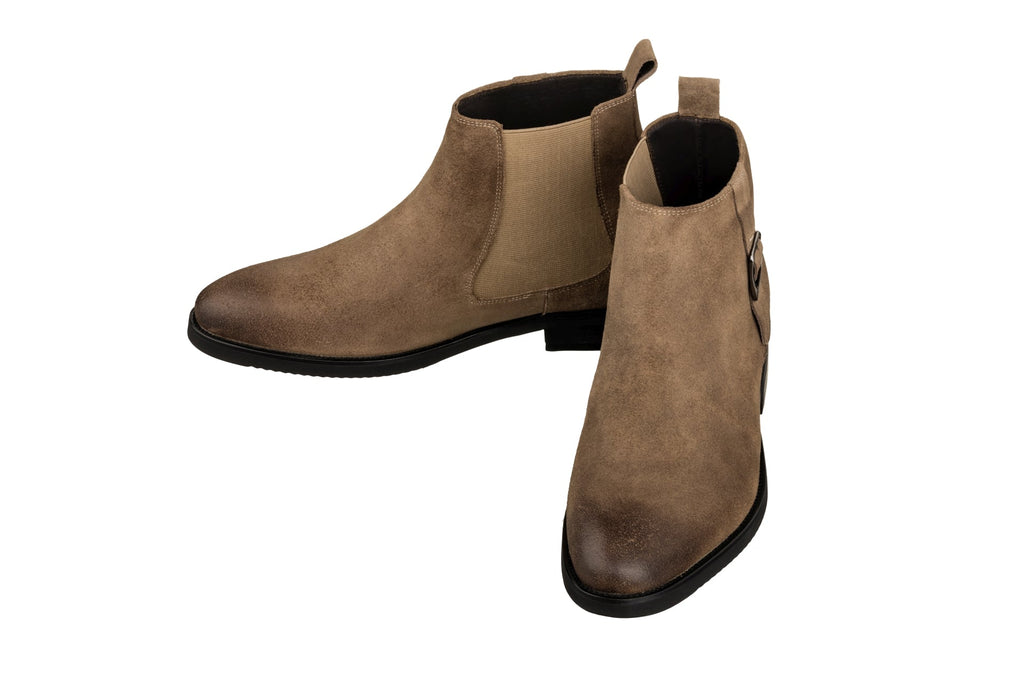 TOTO - K92083 - 3 Inches Taller (Nubuck Coffee Brown) - Chelsea Ankle Boots - WonderingCloth