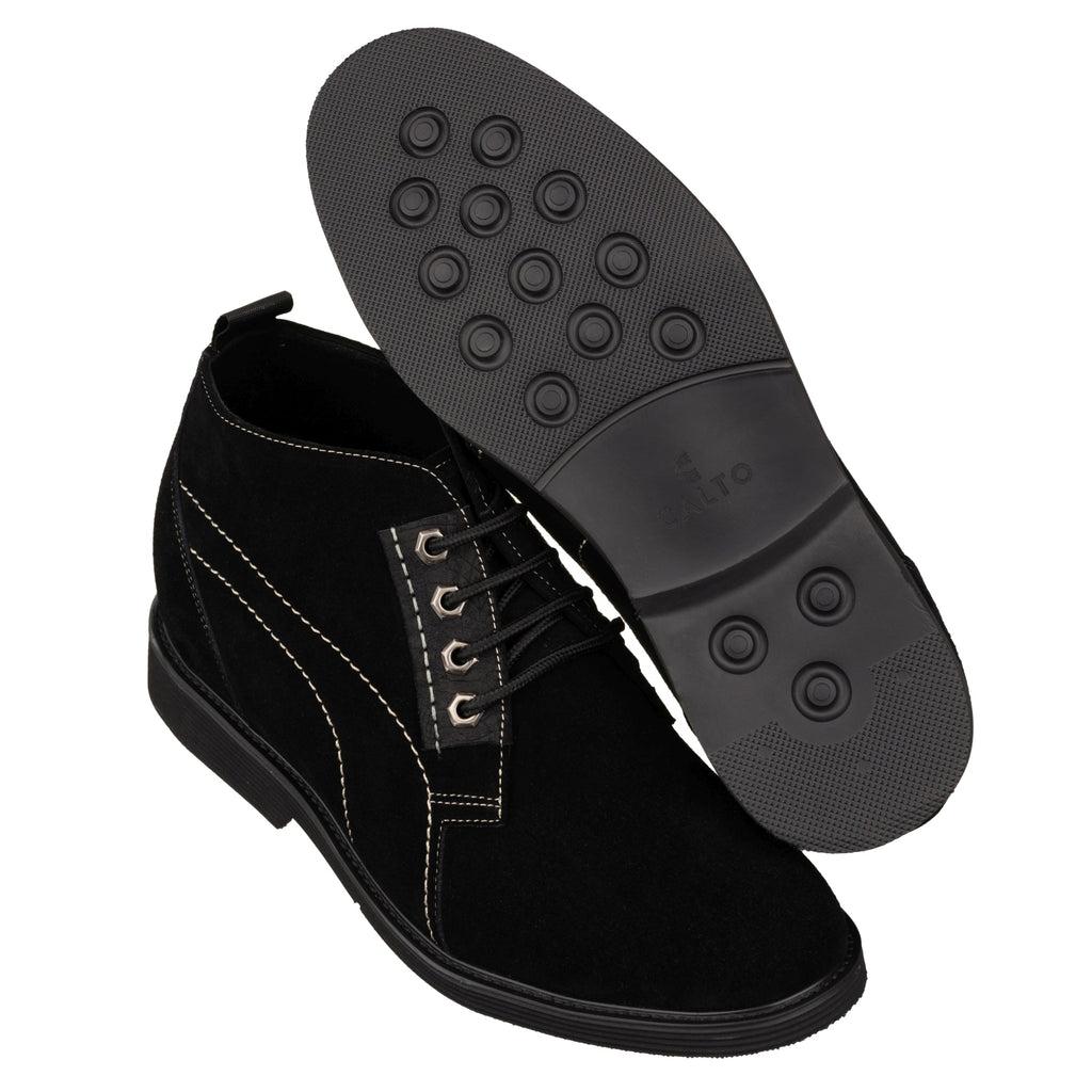 CALTO - K9913 - 3.2 Inches Taller (Black) - Ankle Boot - WonderingCloth