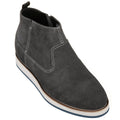 CALTO - Y30022 - 3 Inches Taller (Nubuck Grey) - Zipper Boots - WonderingCloth