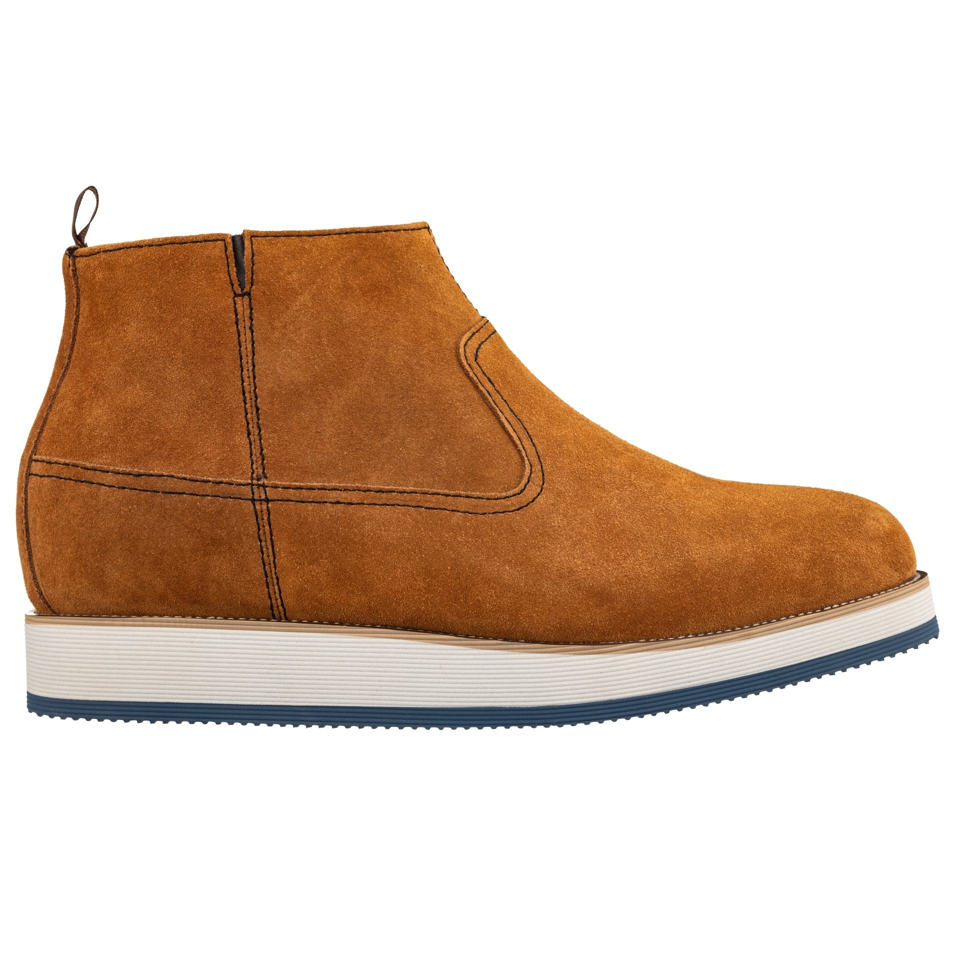 CALTO - Y30023 - 3 Inches Taller (Nubuck Brown) - Zipper Boots - WonderingCloth