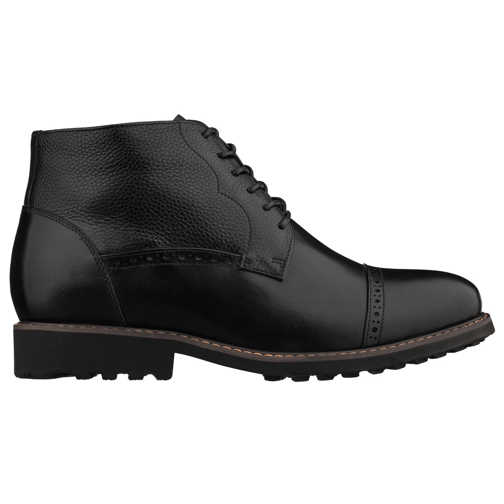 CALTO - Y41083 - 3.2 Inches Taller (Black) - Lace Up Casual Boots - WonderingCloth