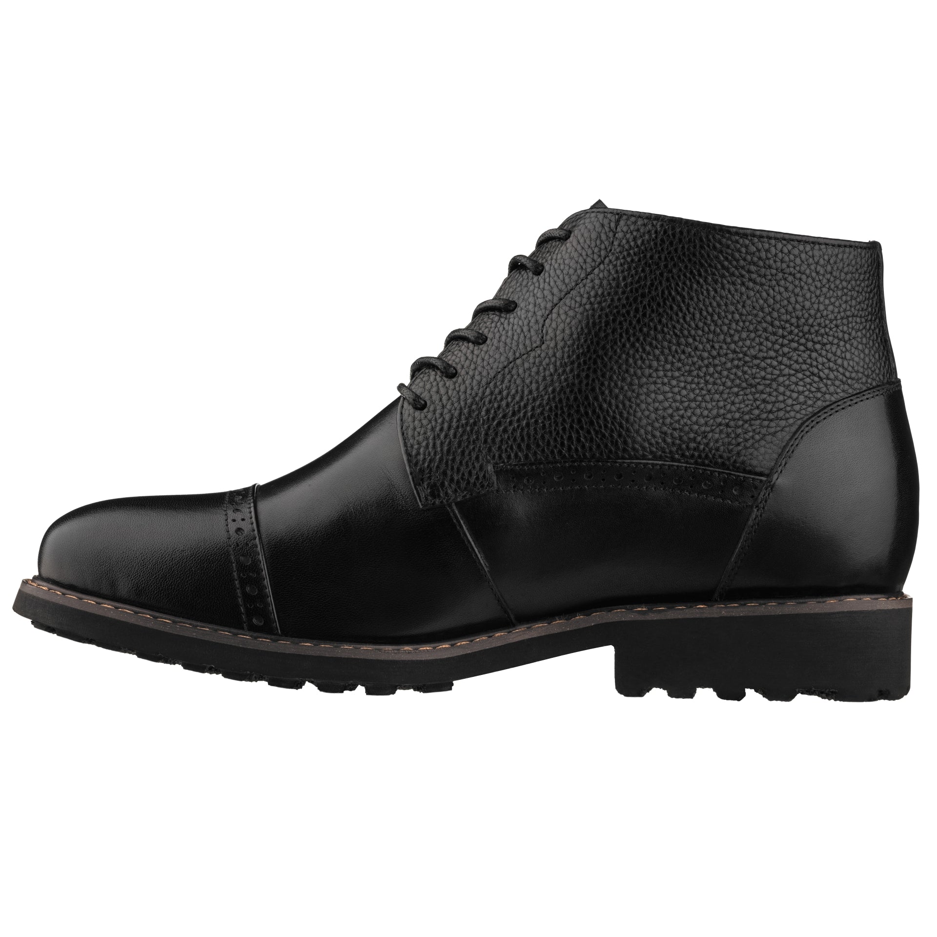 CALTO - Y41083 - 3.2 Inches Taller (Black) - Lace Up Casual Boots - WonderingCloth