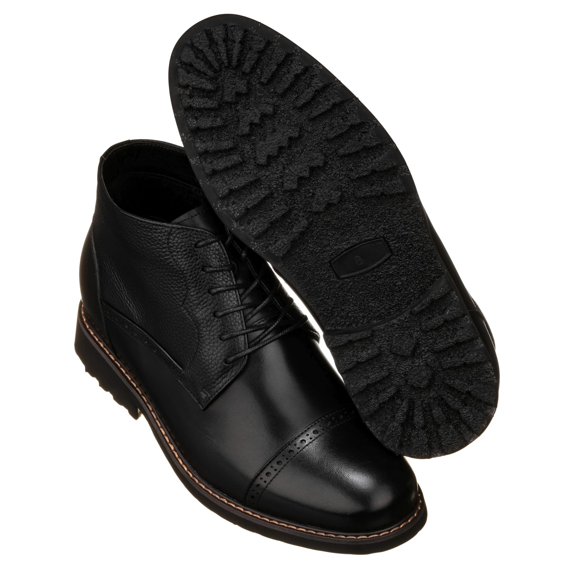 CALTO - Y41083 - 3.2 Inches Taller (Black) - Lace Up Casual Boots - WonderingCloth