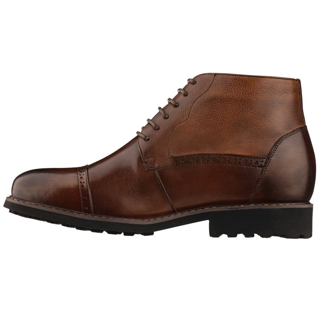 CALTO - Y41084 - 3.2 Inches Taller (Coffee Brown) - Lace Up Casual Boots - WonderingCloth