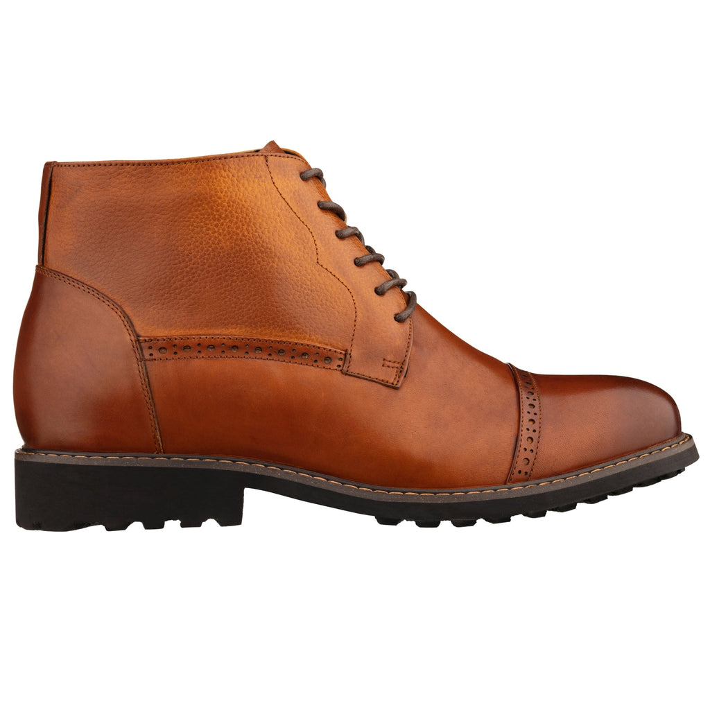 CALTO - Y41085 - 3.2 Inches Taller (Brown) - Lace Up Casual Boots - WonderingCloth