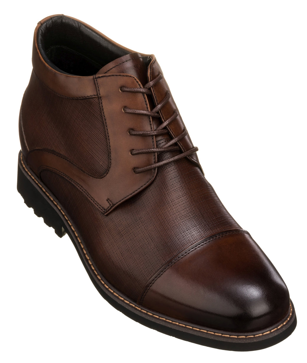 TOTO - Y41089 - 3.2 Inches Dark Brown Leather Boots - WonderingCloth