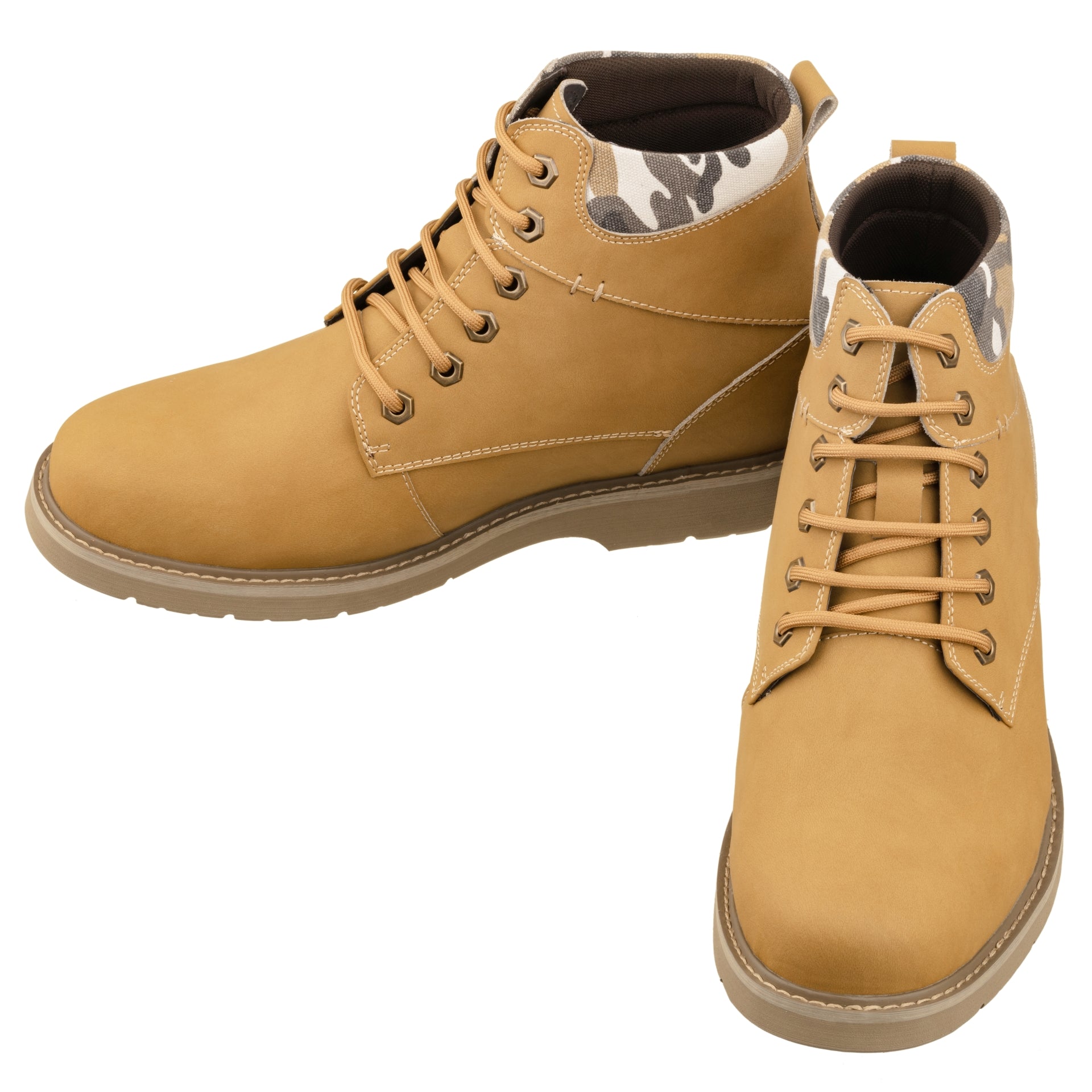 CALTO - YH7830 - 3.2 Inches (Khaki) - Nubuck Boots - WonderingCloth