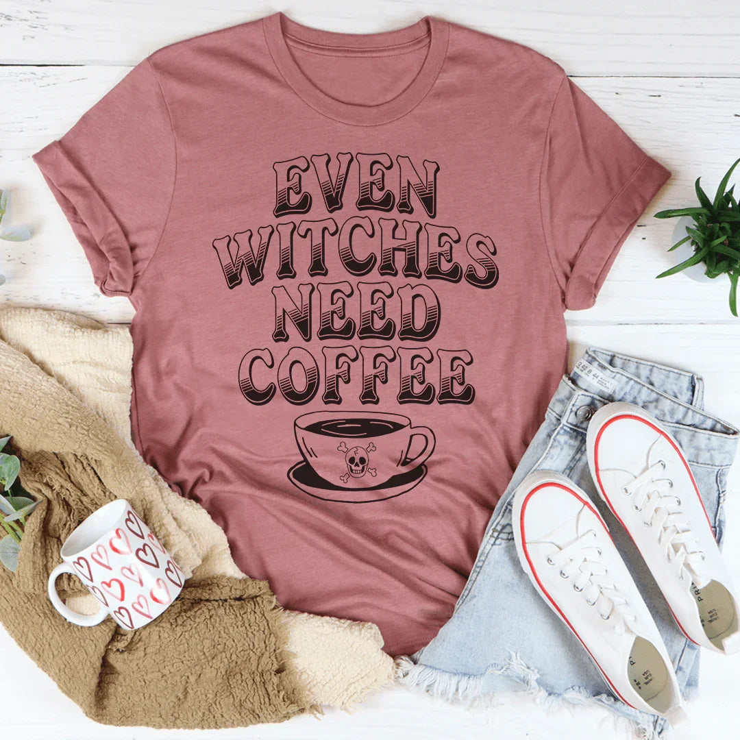 Even Witches Need Coffee Tee - WonderingCloth