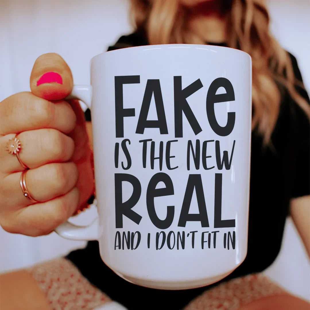 Fake Is The New Real Ceramic Mug 15 oz - WonderingCloth
