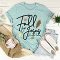 Fall For Jesus He Never Leaves Tee - WonderingCloth