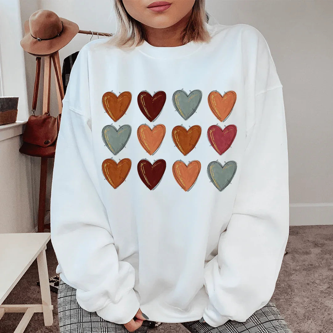 Fall Hearts Sweatshirt - WonderingCloth