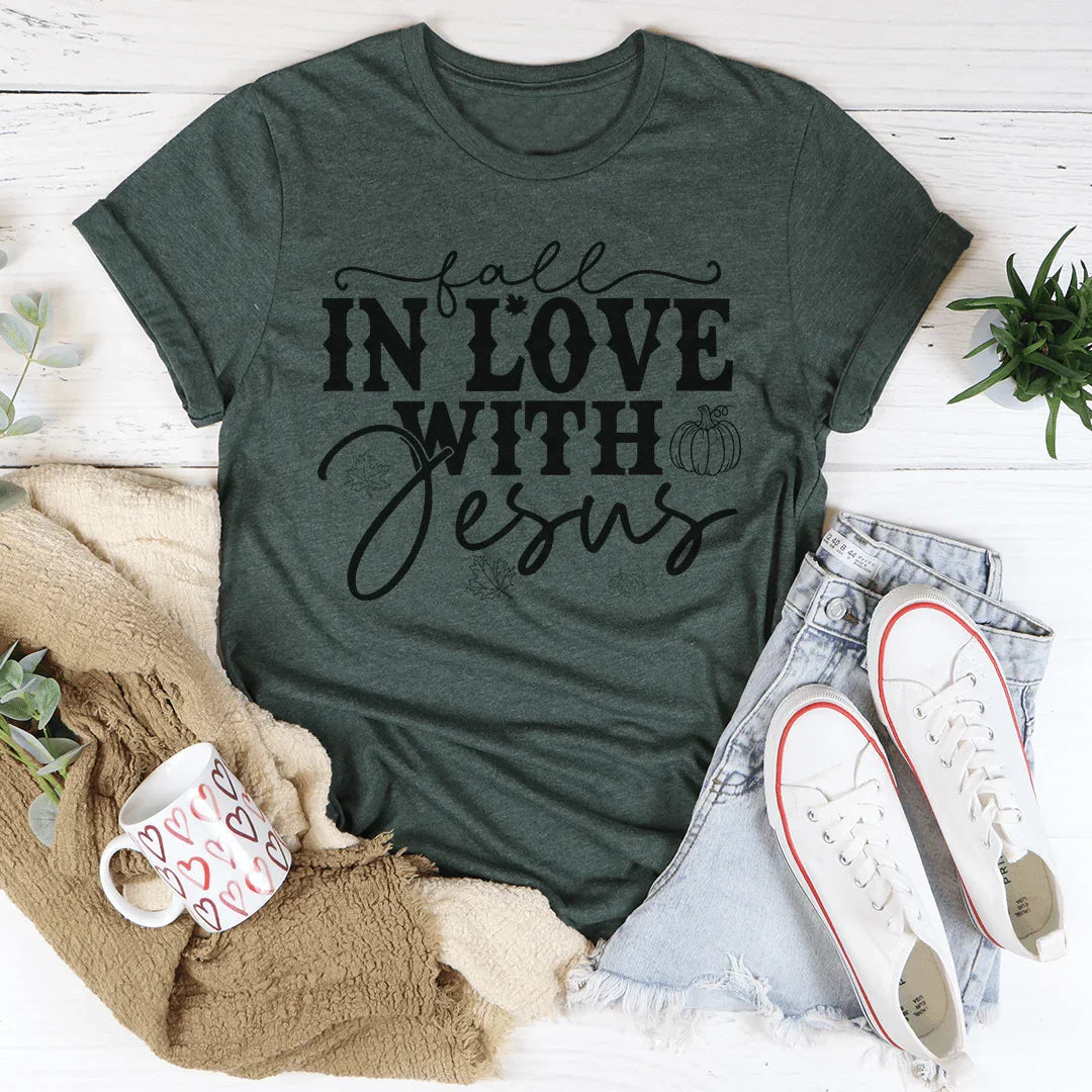 Fall In Love With Jesus Tee - WonderingCloth