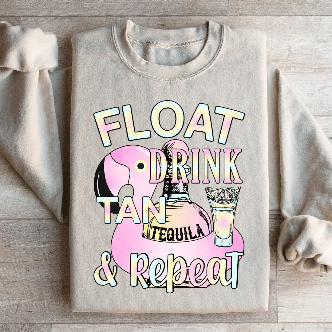 Float Drink Tan Repeat Sweatshirt - WonderingCloth
