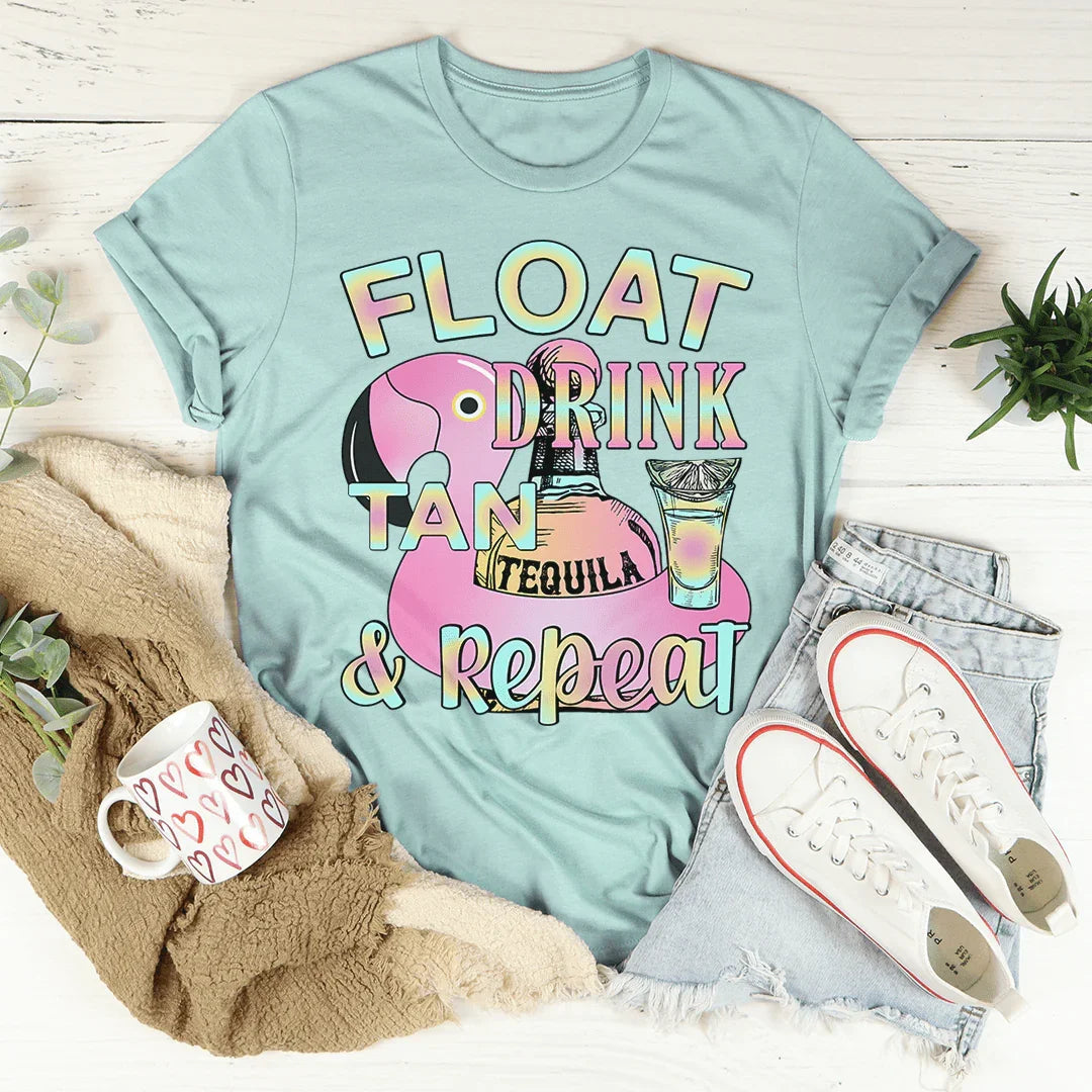 Float Drink Tan Repeat Tee - WonderingCloth