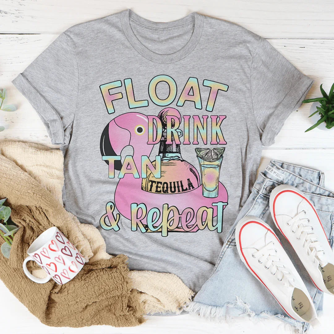 Float Drink Tan Repeat Tee - WonderingCloth