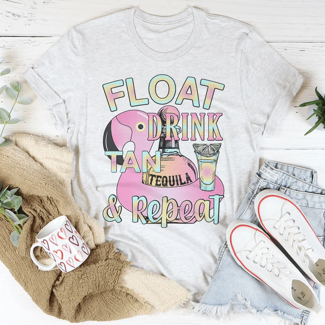 Float Drink Tan Repeat Tee - WonderingCloth