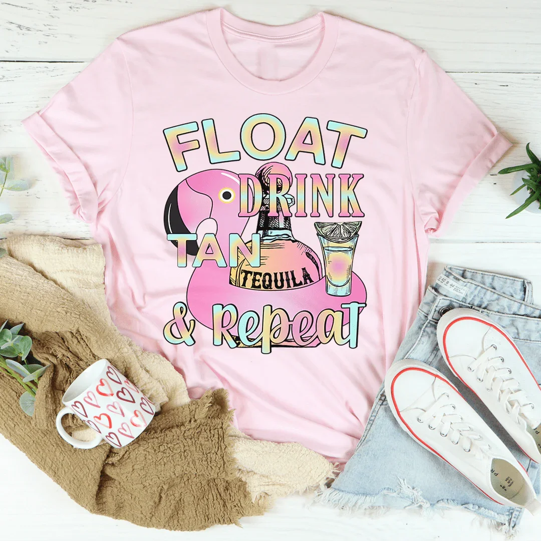 Float Drink Tan Repeat Tee - WonderingCloth
