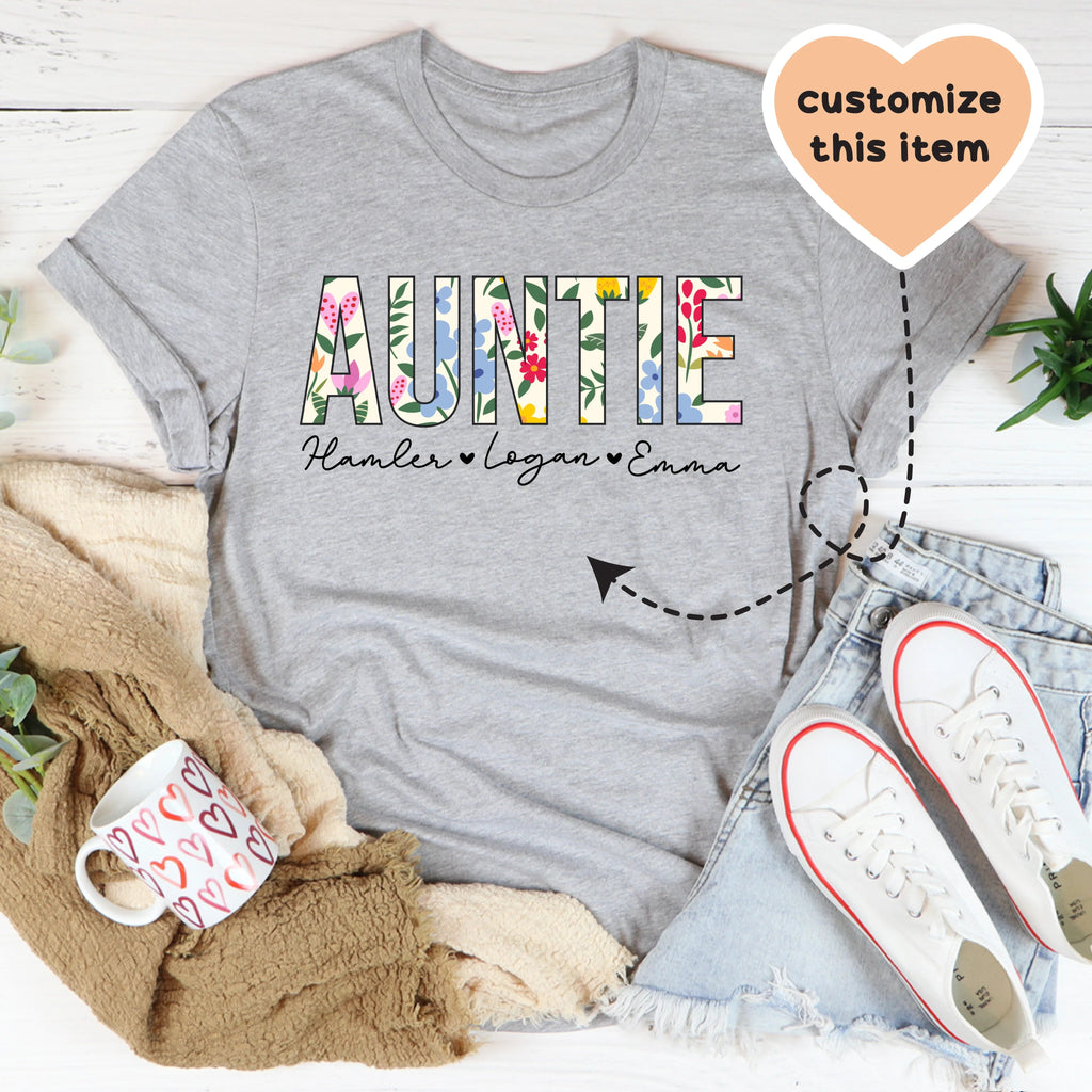 Floral Auntie Custom Tee - WonderingCloth
