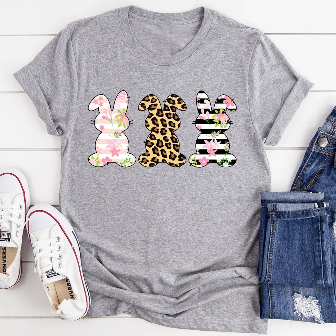 Floral Easter Bunnies Tee - WonderingCloth