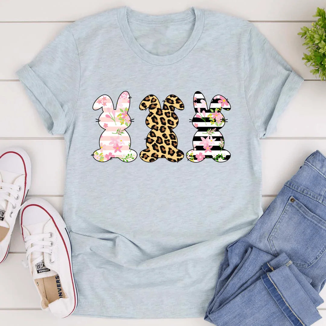 Floral Easter Bunnies Tee - WonderingCloth