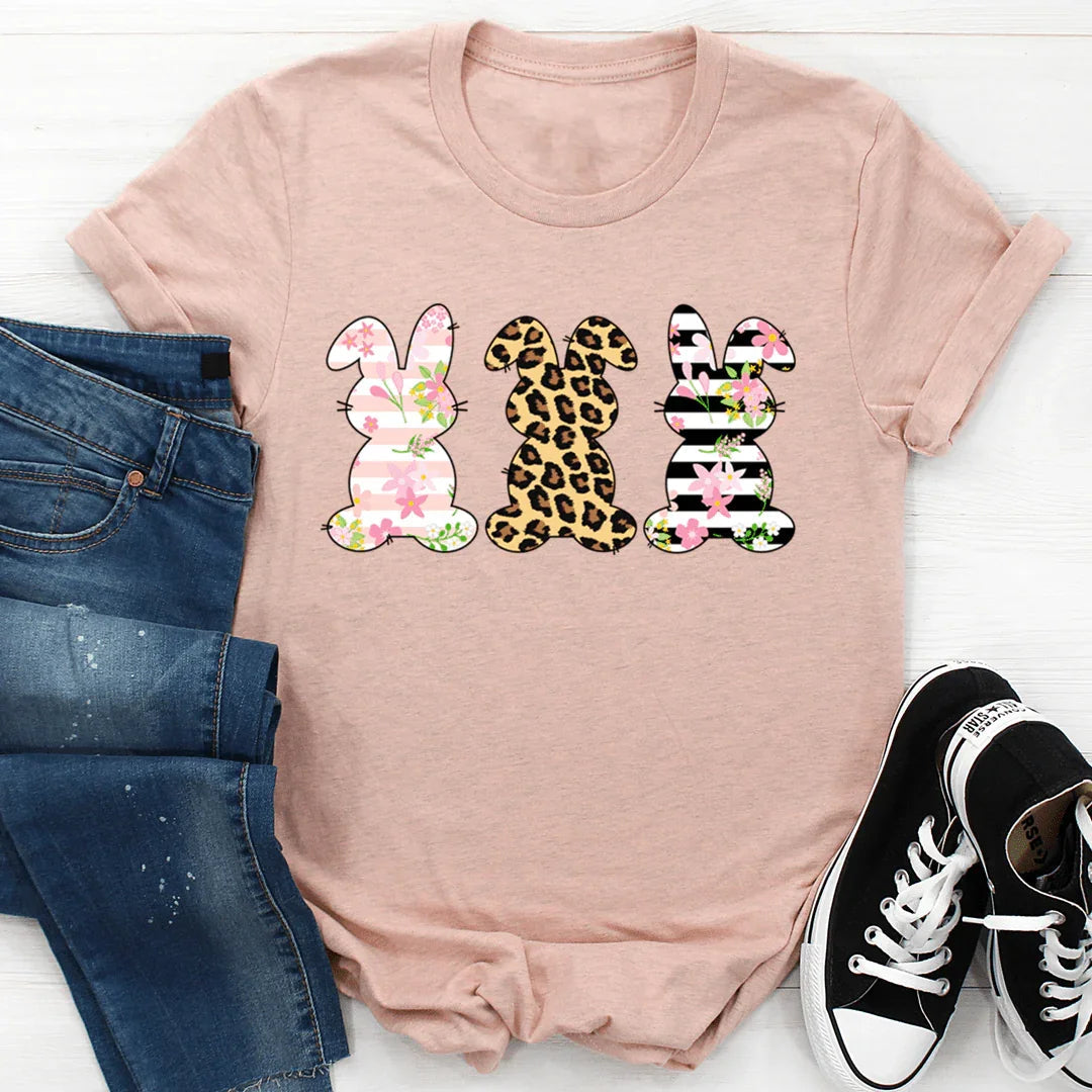 Floral Easter Bunnies Tee - WonderingCloth