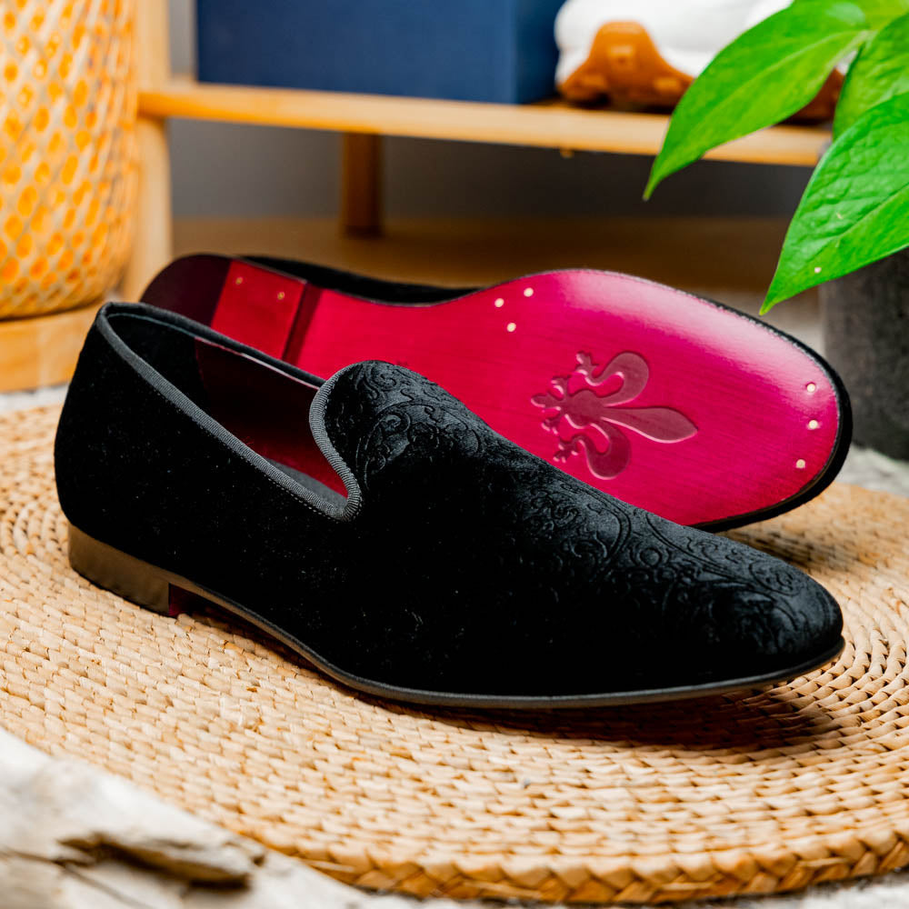 10-520-BLK FORMAL II Velvet Tuxedo Shoe, Black - WonderingCloth