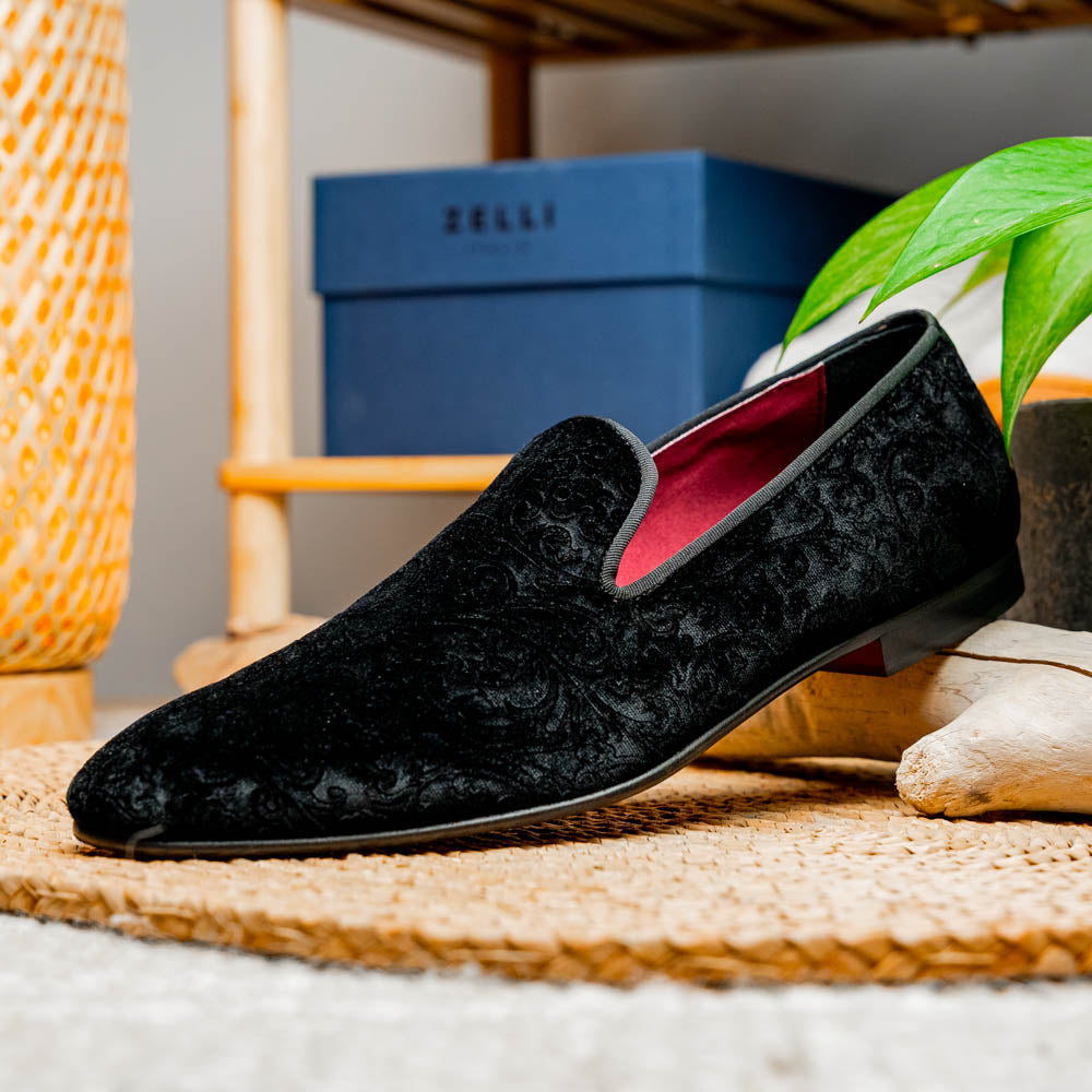 10-520-BLK FORMAL II Velvet Tuxedo Shoe, Black - WonderingCloth