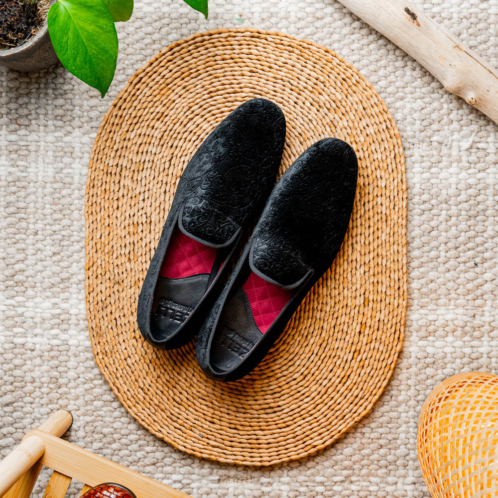 10-520-BLK FORMAL II Velvet Tuxedo Shoe, Black - WonderingCloth