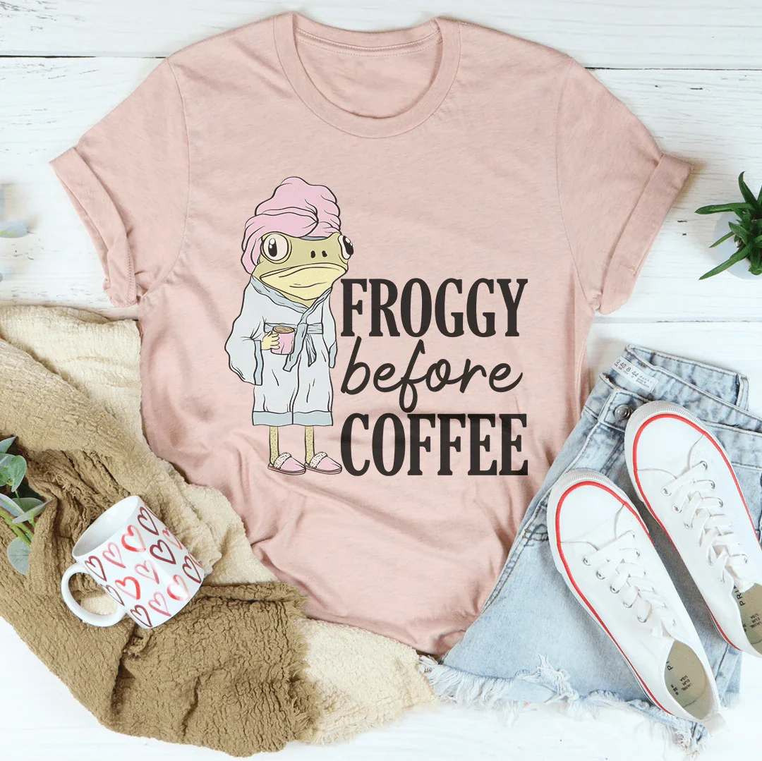 Froggy Before Coffee Tee - WonderingCloth