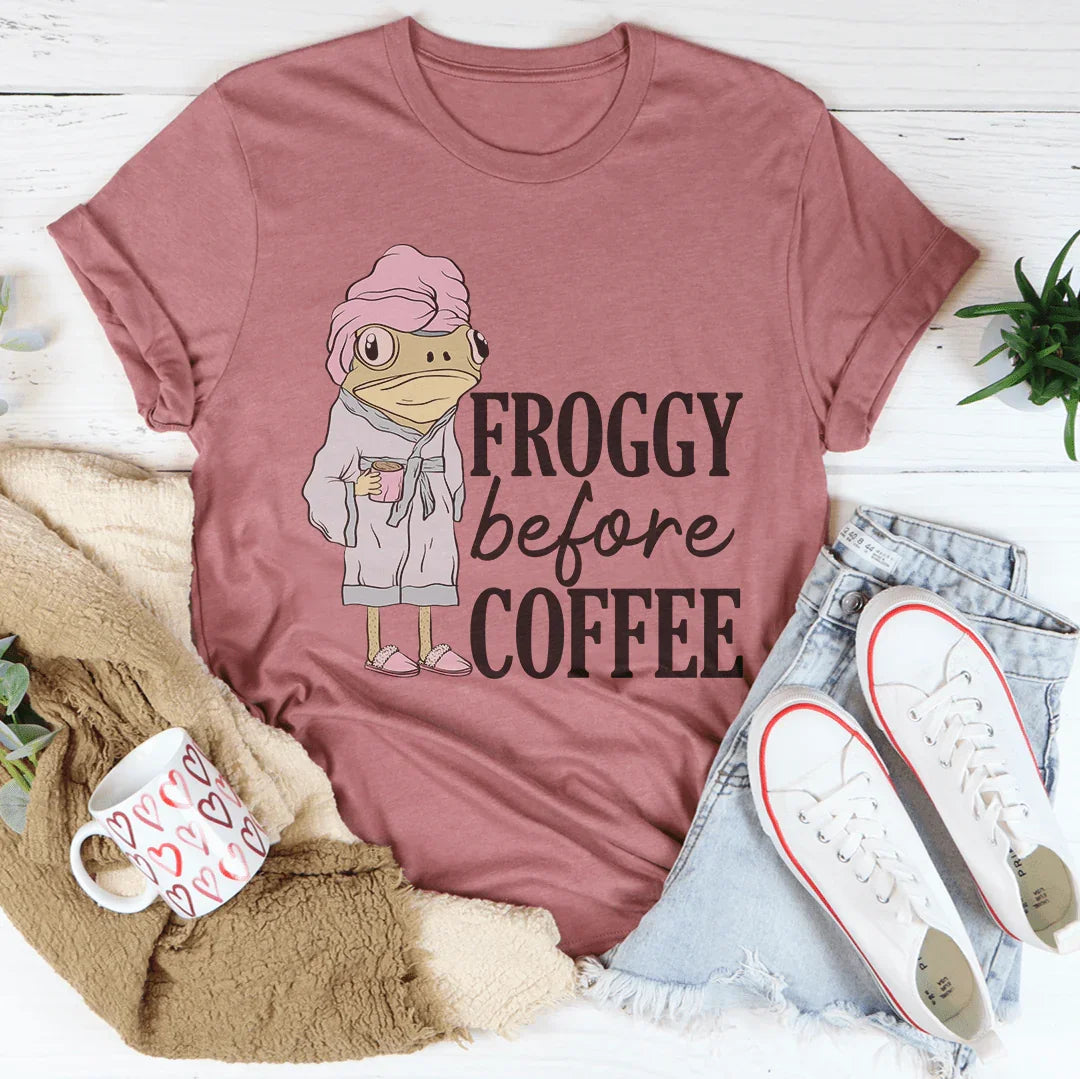 Froggy Before Coffee Tee - WonderingCloth