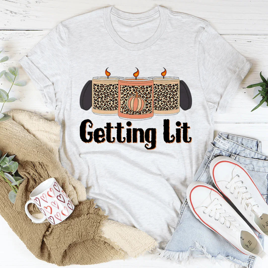 Getting Lit Fall Candles Tee - WonderingCloth