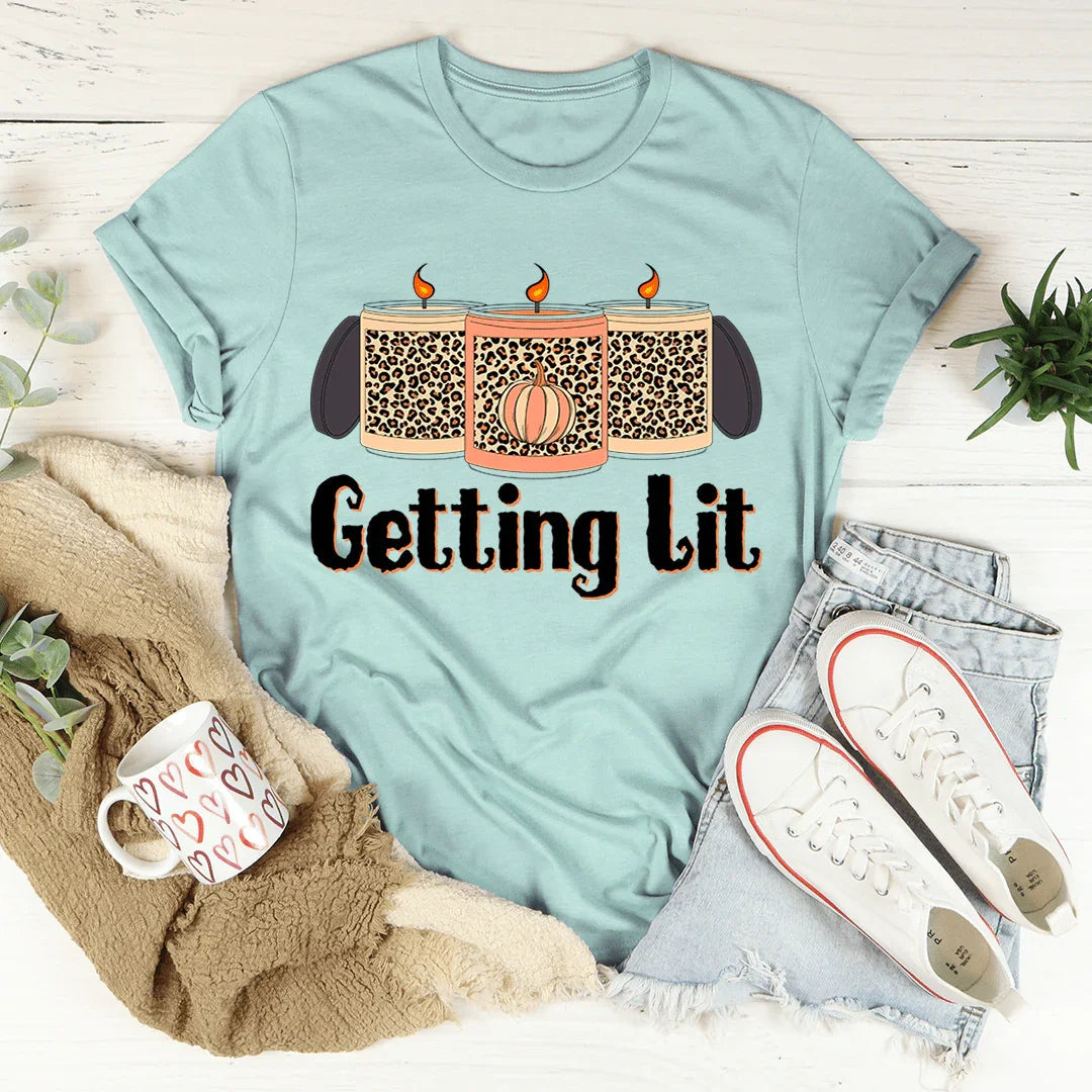 Getting Lit Fall Candles Tee - WonderingCloth