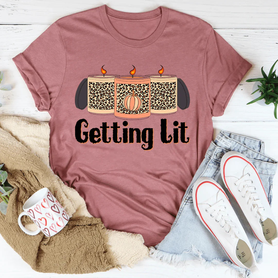 Getting Lit Fall Candles Tee - WonderingCloth