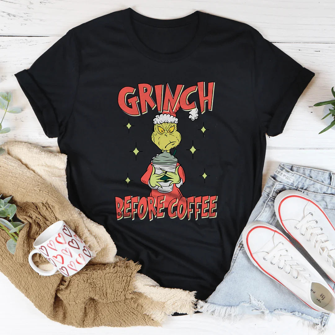 Grinch Before Coffee Tee - WonderingCloth