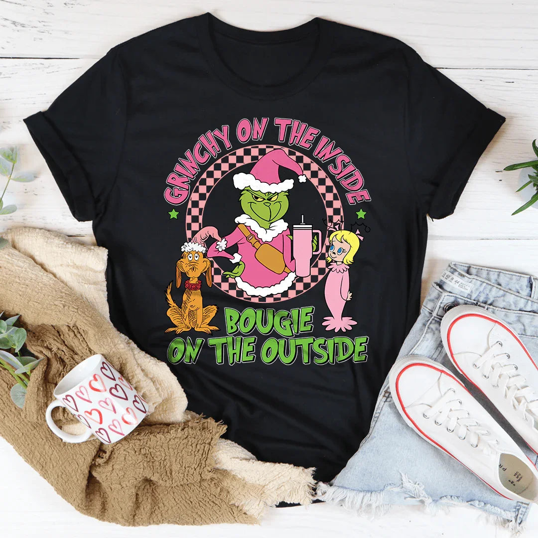 Grinchy On The Inside Bougie On The Outside Tee - WonderingCloth